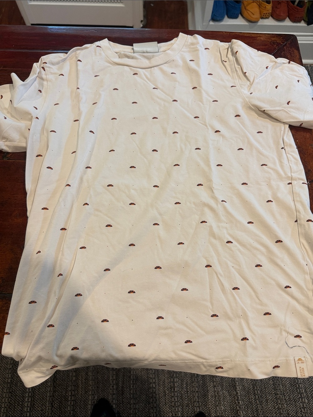 Scotch & Soda Cream Short-Sleeve Tee with Small Brown Taco Print